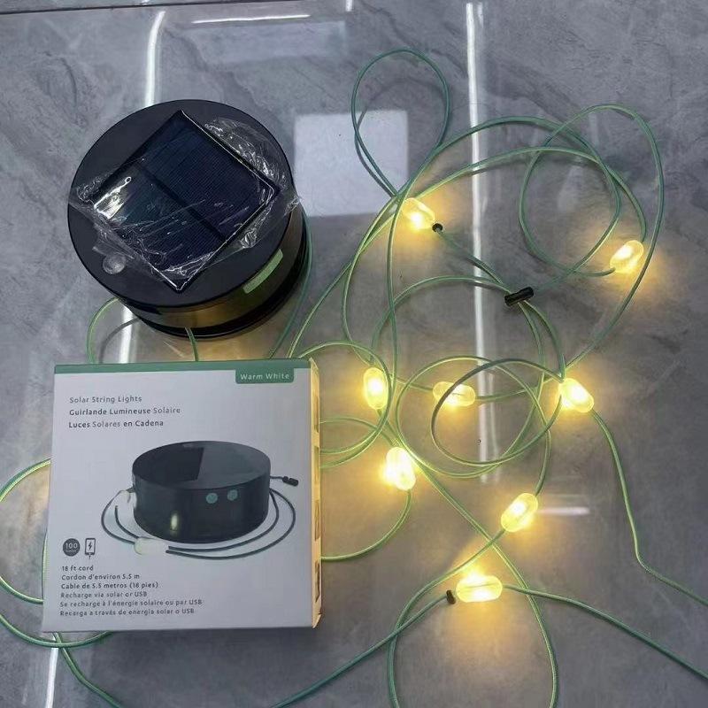 18ft Solar Camping String Lights 20LEDs Rechargeable Light Waterproof with Multiple Light Modes Power Bank Function for Decor