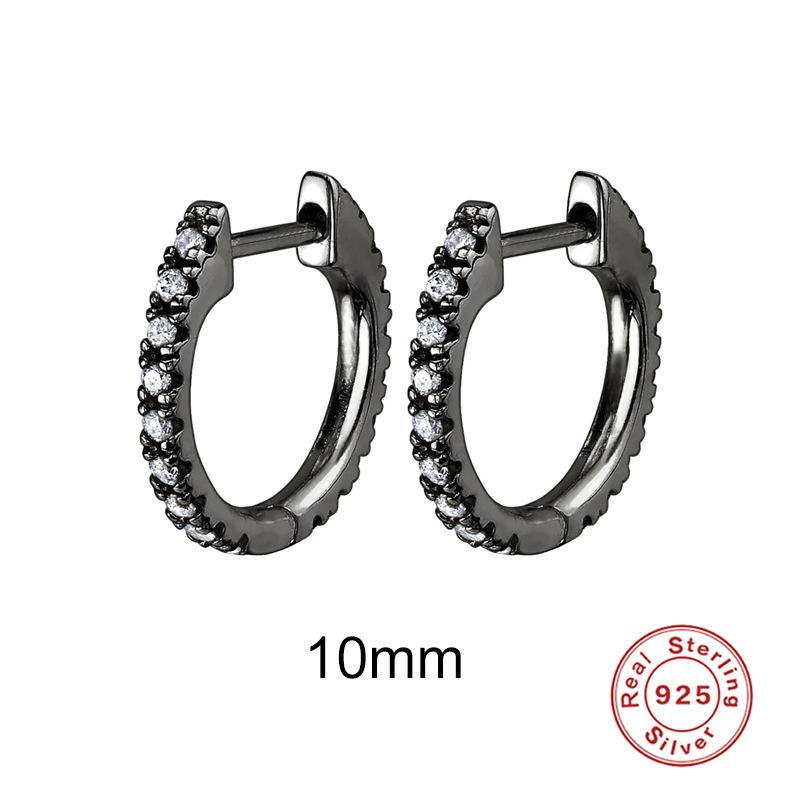 Gun Black Ear Buckle Earrings Light Luxury Full Diamond Ear Clips Earbone Clips S925 Sterling Silver Earrings Cool Girl Earrings
