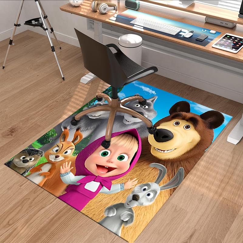 Masha Bear Adventure Carpet For Playroom Bedroom Living Room Sofa Home Decorkids Game Area Rug Nonslip Floor Mat