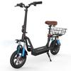 Patinete Elétrico i12 adulto 120kg com assento - 12 polegadas Autonomia 35km 36V7.5Ah Amortecedores duplos dianteiros, Preto