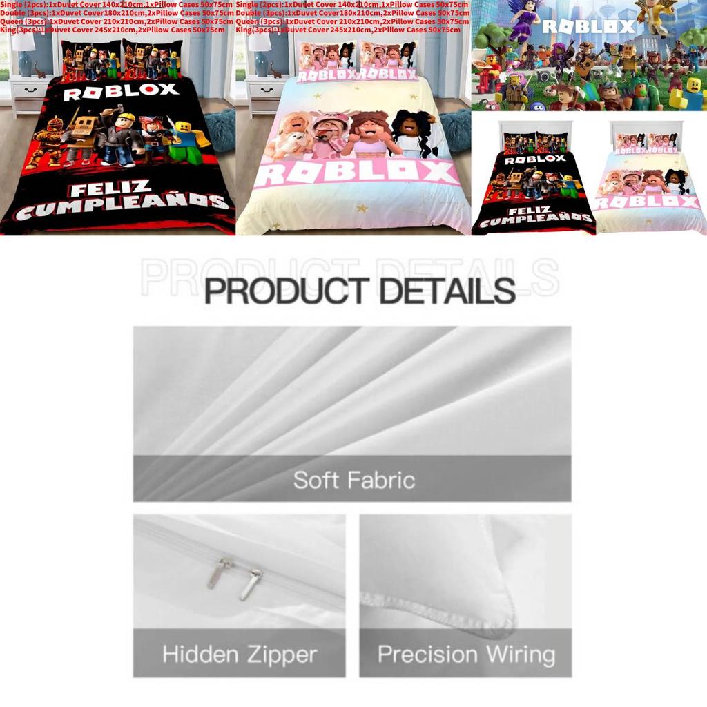 Roblox 3d Print Pattern Bedding Set With Active Dyeing And Quilted Fabric For Modern Home Decor