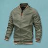 Men Jacket Stand Collar Long Sleeve Patchwork Color Baseball Jacket Full Zipper Closure