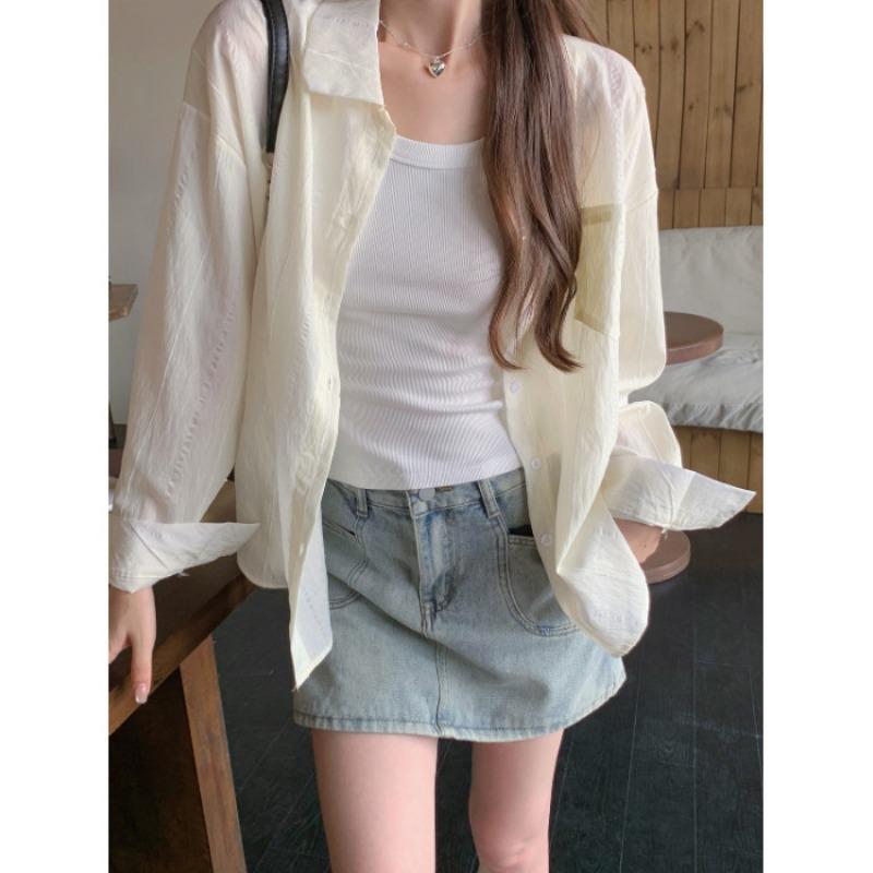 

Реальное фото синяя куртка-рубашка с длинным рукавом женская весенне-летняя полосатая рубашка с солнцезащитной одеждой кардиган XL