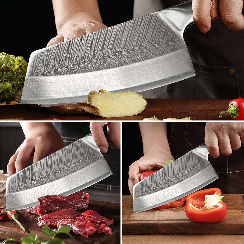 1PC 3PCS Stainless Steel Chef Knife Kitchen Supplies Meat Cleaver Vegetable Chopper Sharp Boning Knife Wood Handle Household