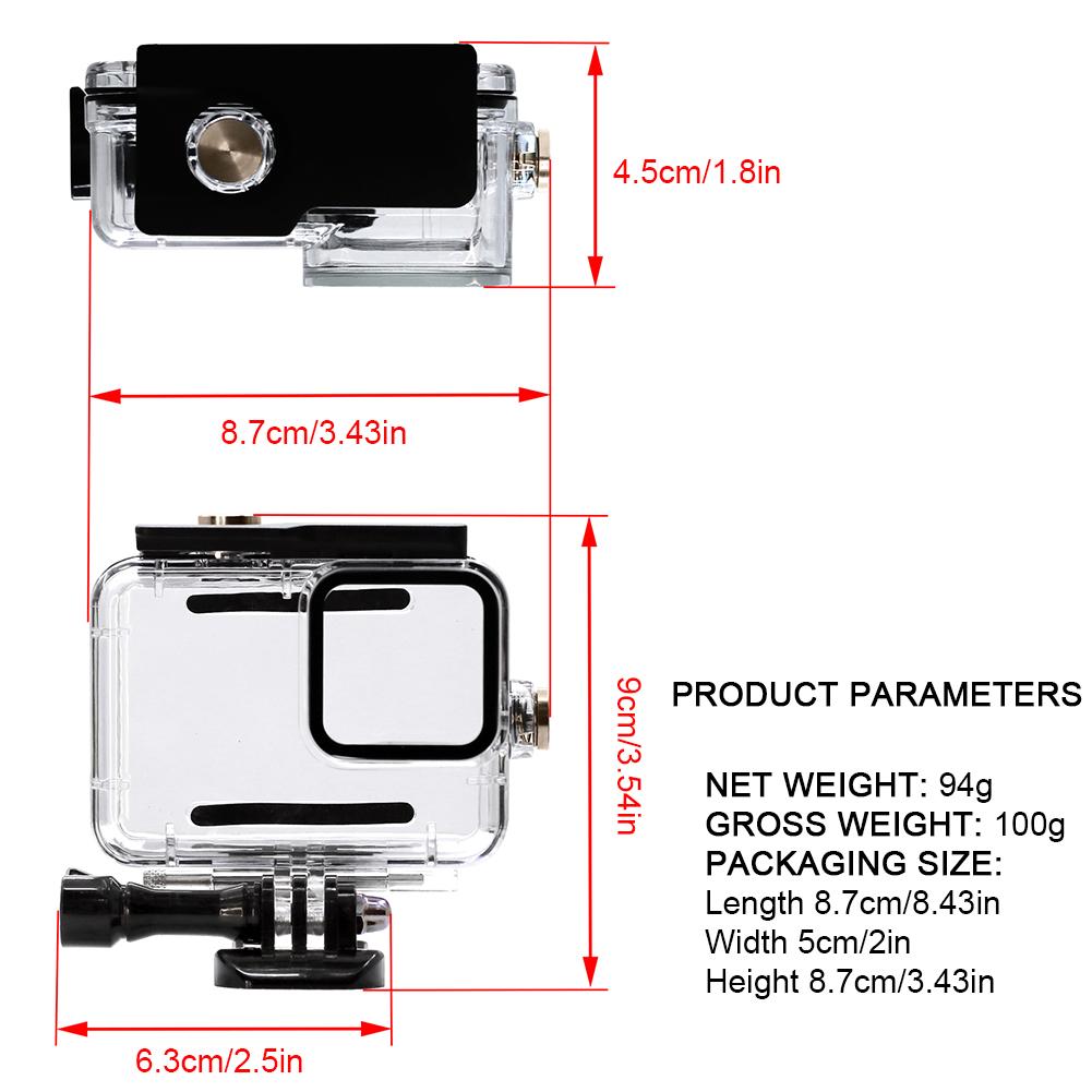 Wodoodporna Obudowa 45M Obudowa Podwodna Pokrowiec do Nurkowania Obudowa Podwodna do Go Pro Hero 12 11 10 9 Czarne Akcesoria