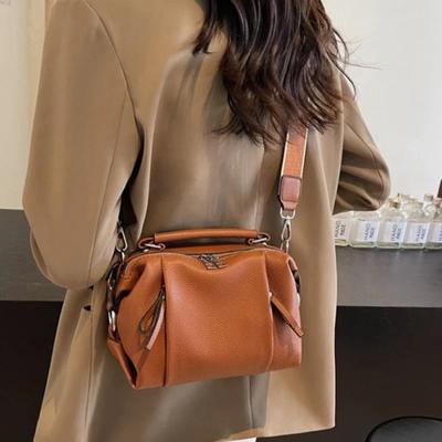 Zip PU  Leather Solid Premium Shoulder Bags Fashionable Folded Cloud Top-Handle Bag Large Capacity Commuter Wide Crossbody Bag