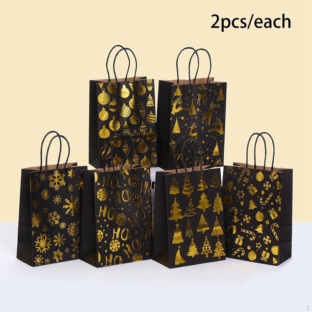 12x Christmas Paper Gift Bags with Handles Candy Goodie Bag for Xmas Holiday