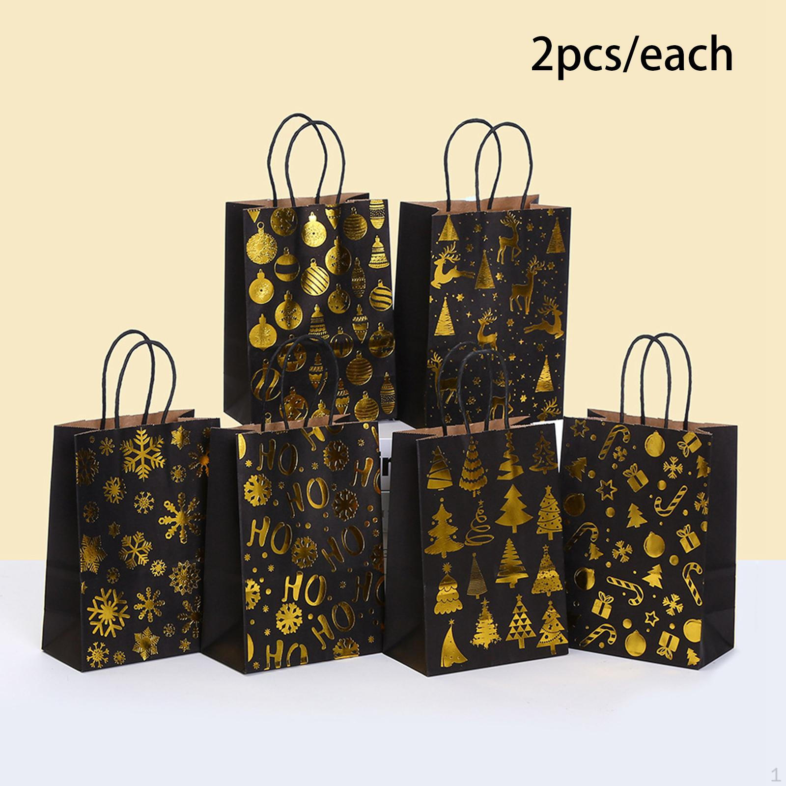 

12x Christmas Paper Gift Bags with Handles Candy Goodie Bag for Xmas Holiday