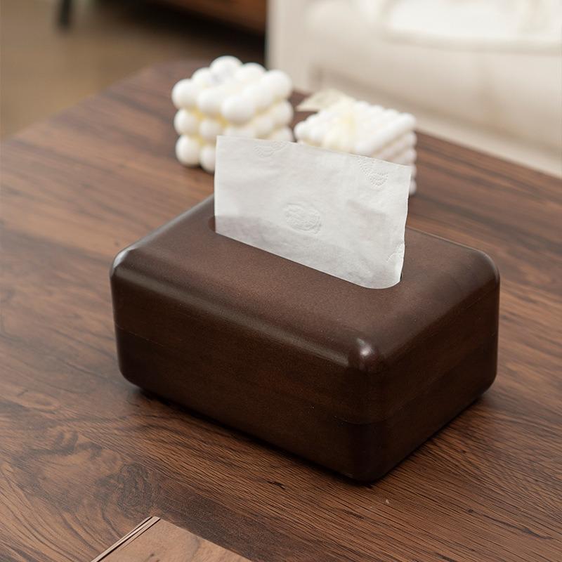 Black Walnut Wooden Tissue Box with Removable Lid, Elegant Desktop Organizer for Home & Hotel, Magnetic Cover Dust-Proof Design
