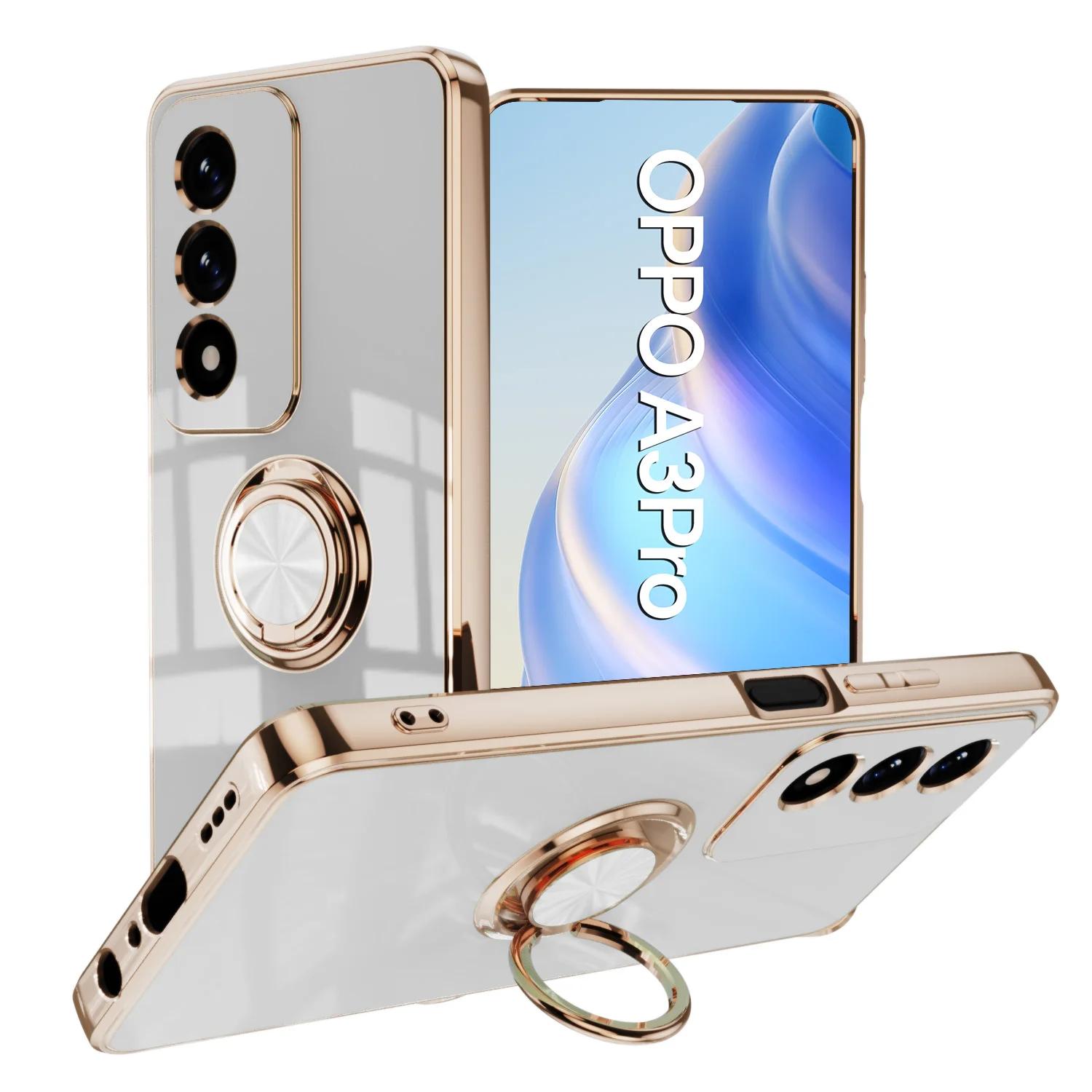 

Plating Gloss Surface Silicone Phone Case For OPPO A5Pro A60 A80 A40/M A3/3X 96 76 36 78 58 38 18 79 98 Rotate Ring Holder Cover For OPPO A96 4G