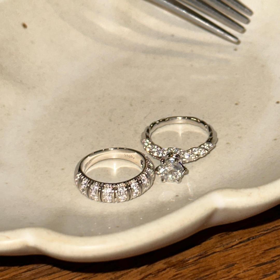 

Винтажный Средневековый и Древний Стиль Полный Бриллиантов, Кольца с Бриллиантами в Ряд Дугой, Ношение Стопкой Изысканный Универсальный Легкий Роскошный Нишевый Дизайн Высокого Класса opening adjustable