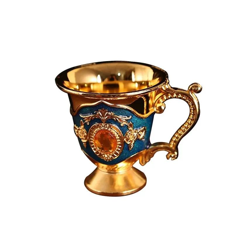 Fashion Creative Home Metal White Wine Cup Alloy Pattern Gems Decorated Classical Wine