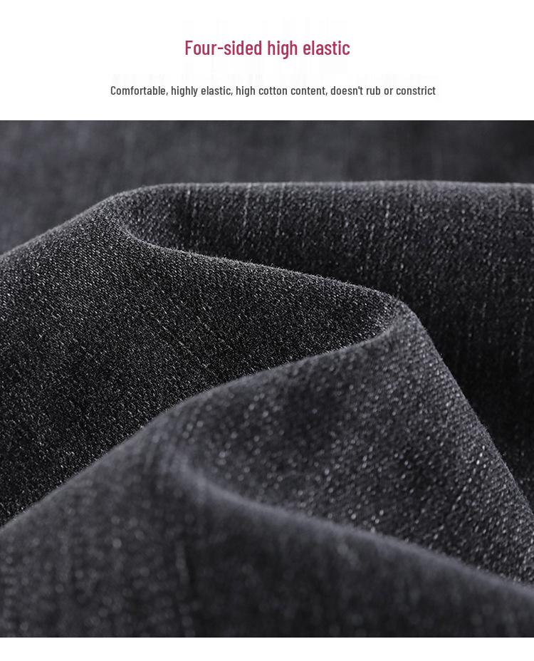 Women's Smoke Grey Fleece-Lined High-Waisted Denim Jeans, 2023 Trendy Stretchy Slim-Fit, Autumn/Winter Style, Flattering Small Leg Design