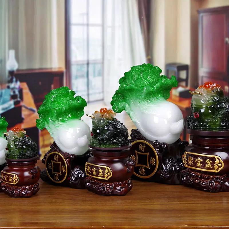 Fortune Jade Cabbage Golden Toad Decoration Treasure Craft Opening Exquisite Crafts Decoration