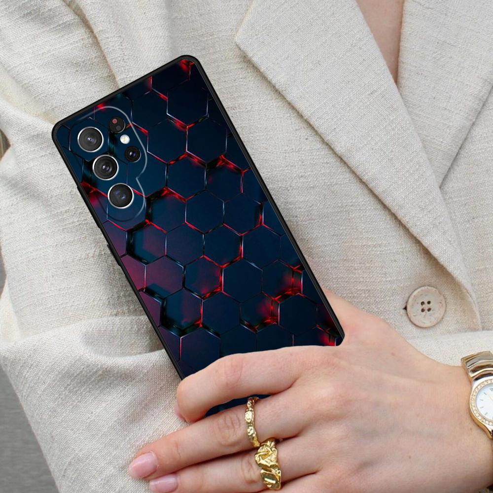 3D Sechseckige Lichter Handyhülle für Samsung Galaxy S26 Ultra S25 S24 S23 S22 S21 S20 Note10 Hülle