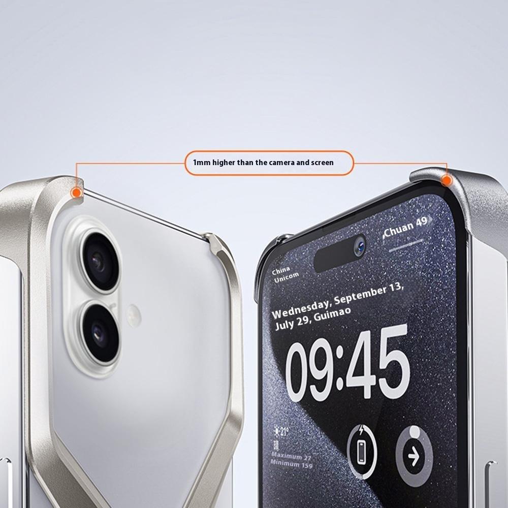 For iPhone 16 Bumper Case No Frame Aluminium Alloy X-Shape Phone Cover
