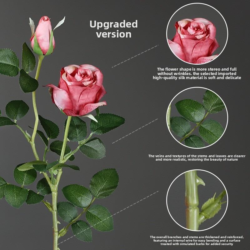 Two Artificial Flowers, Rose Silk Flowers, Home and Wedding Decoration Artificial Flowers, Dried Flowers, Bouquets, Living Room and Table Flowers