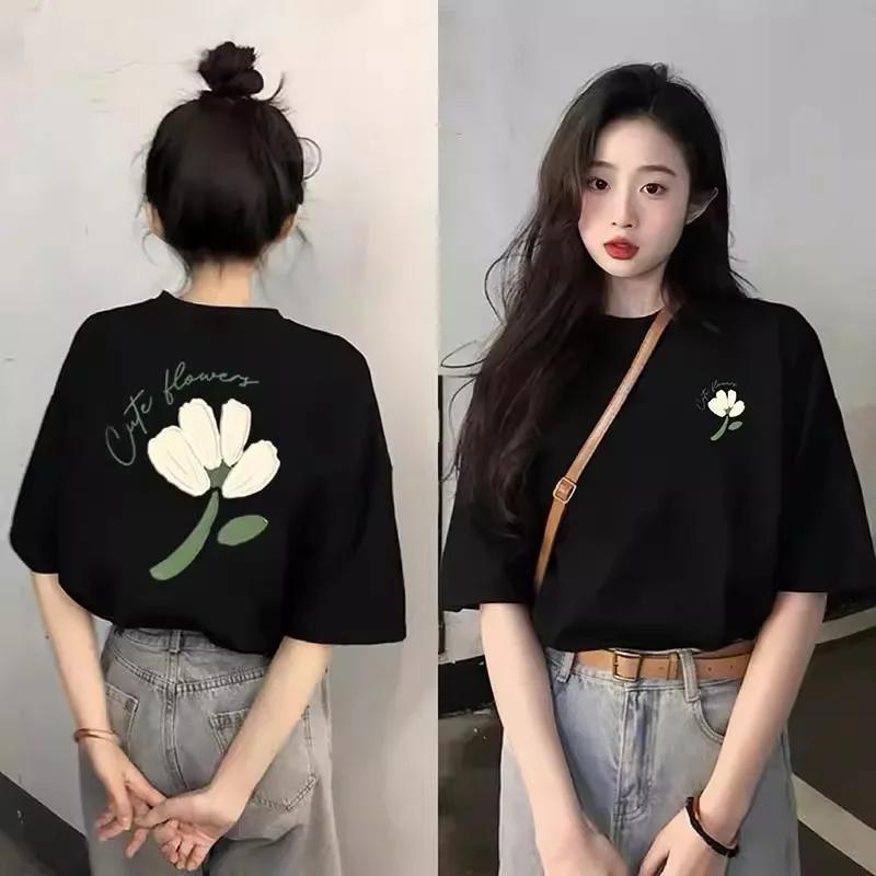 ZX Tee Heavyweight Summer Short Sleeves T-shirt Printed Niche College Style Youth All-Match Top Harajuku Graphic T Shirts Women T Shirt