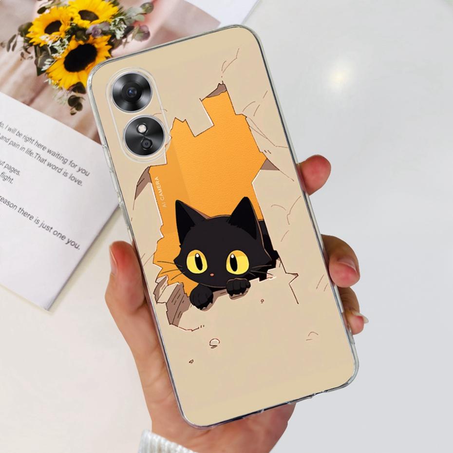 Schöne Hülle mit Aufdruck für OPPO A17 (CPH2477) Weiche Silikon-TPU-Rückabdeckung für Oppo A17 A 17 4G Handyhüllen