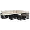 Garden Sofa Set 9 Pieces Black and Cream White Poly Rattan
