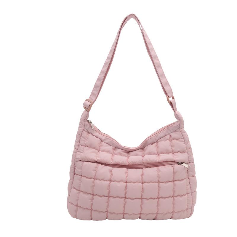 Quilted Puffer Shoulder Bag for Women Large Capacity Tote Sling Bag Casual Crossbody Satchel Bag Female Handbag