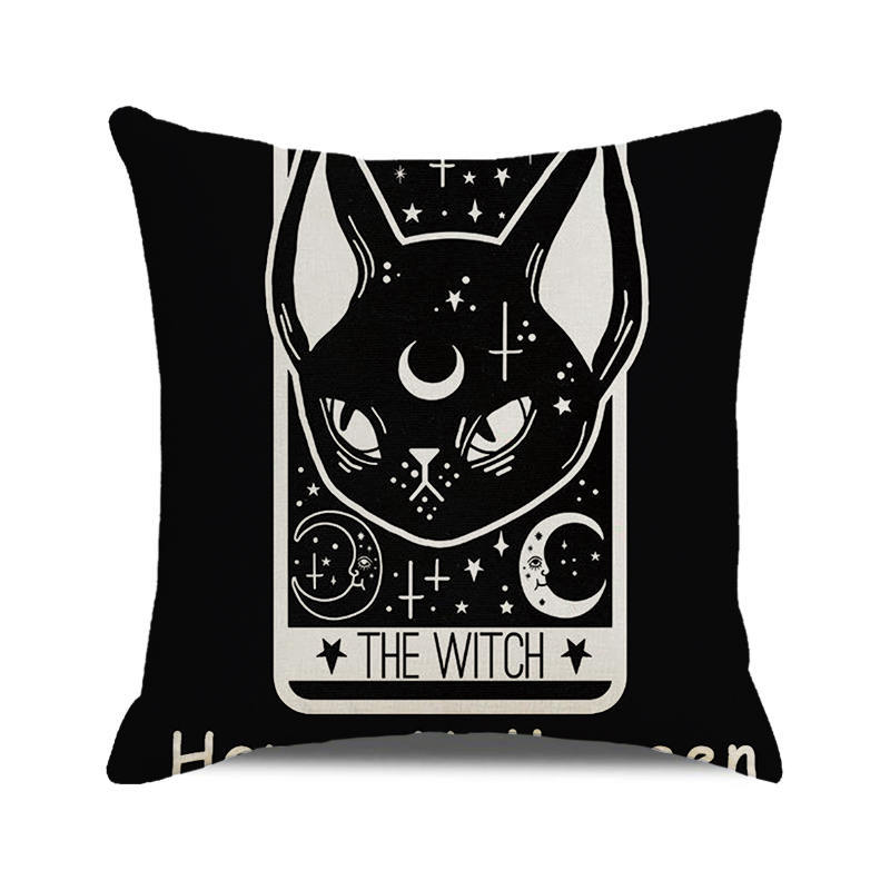 Halloween Trick or Treat Linen Cushion Cover 45x45cm Cartoon Sofa Pillow Case