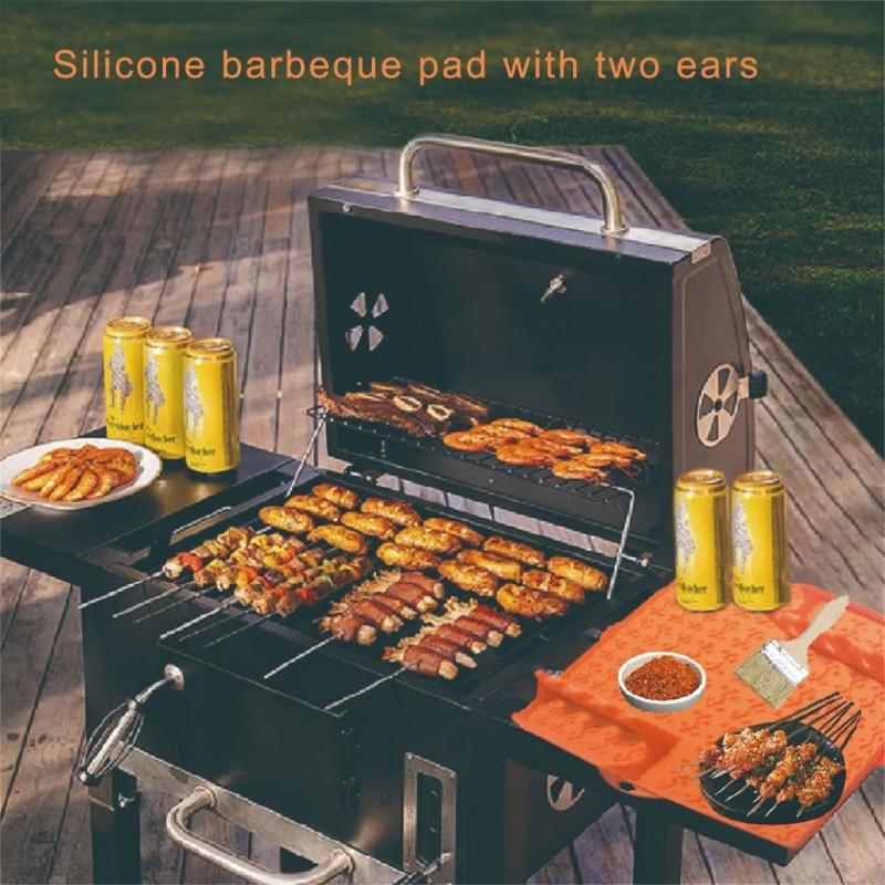 Set of 2 Multifuntional Barbecue Tool Mat Kitchen Grilling Pad Grilling Mat Silicone Texture Present for BBQ Enthusiasts