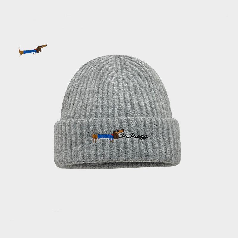 Cute Sausage Puppy Knitted Hat Children Autumn and Winter Thickened Warm Ear Protection Head Pullover Hat Shows Small Face