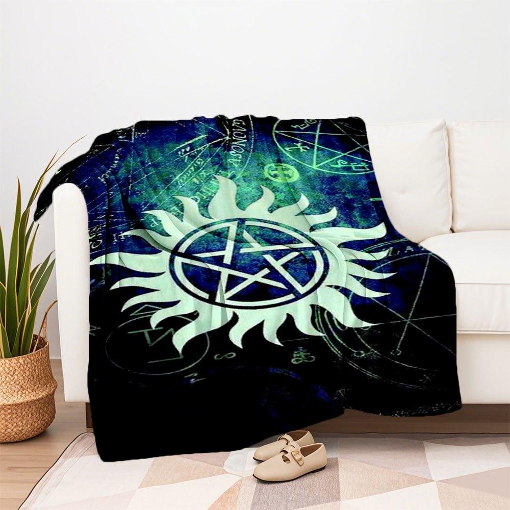 Supernatural Anti-Possession Symbol Poster PrintBlanket Flannel Throw Blanket for Sofa, Bed, Travel, Camping, Office, Couch, Chair, And Bed