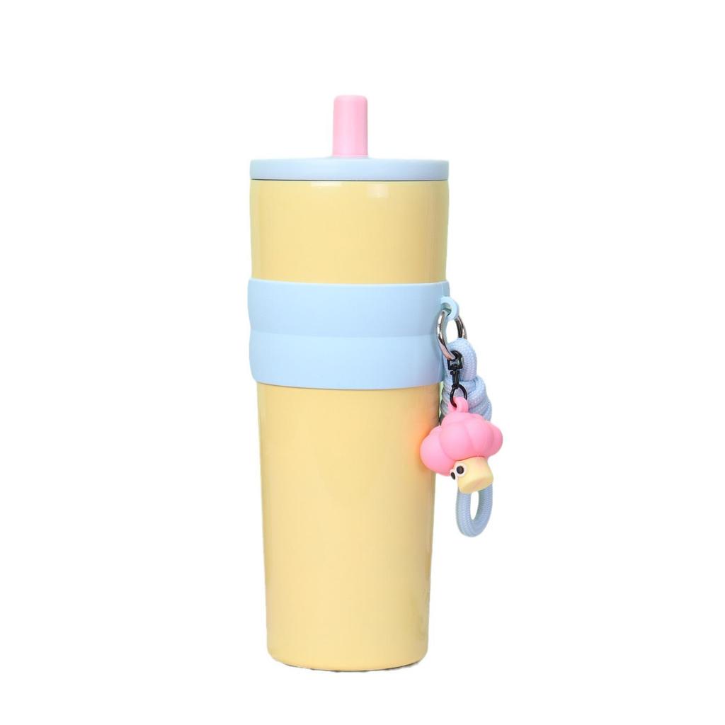 Sleek Gradient Stainless Steel Insulated Straw Cup with Portable Strap