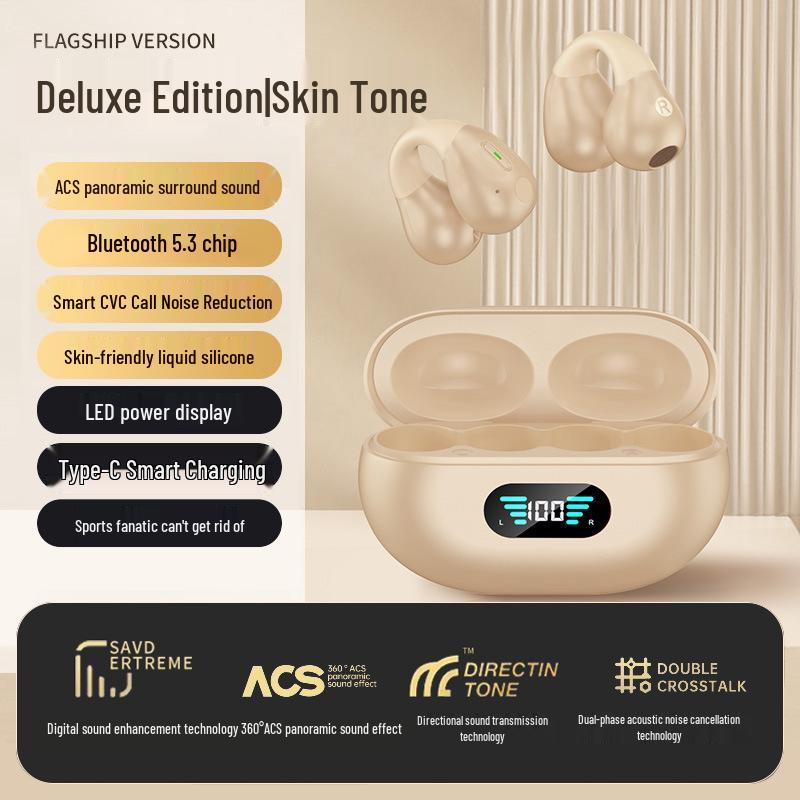 2025 New Wireless Air Conduction Ear Clip Headphones for Sports Running - Unisex In-Ear High-End Bluetooth