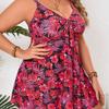 European and American Plus Size Swimsuit Women, Digital Printing Sexy Deep V Belly and Thin Skirt Swimsuit