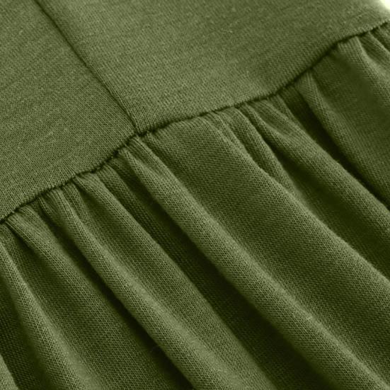 Abito estivo da donna maniche corte girocollo orlo ampio plissettato linea ad A tasche lunghezza a metà polpaccio abbigliamento femminile vestito estivo svolazzante