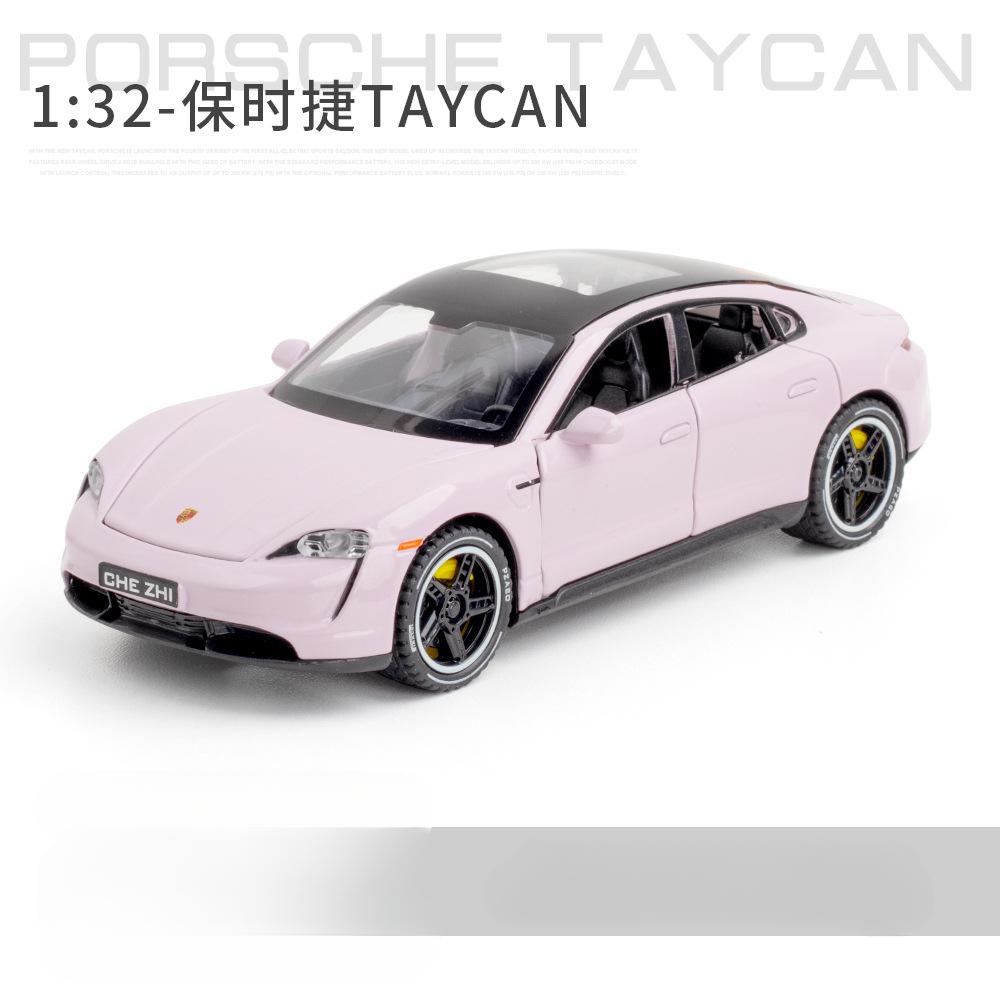 1:32 Porsche Taycan High-Simulation-Automodelle aus Metallguss, Sportwagen mit Sound und Licht, Rückziehmechanismus, Supercar-Geschenke für Kinder