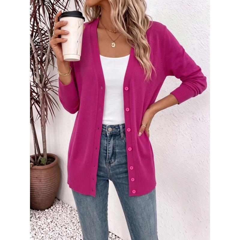 Women S Mid Length Long Sleeve Knit Cardigan Single Breasted Daily Outerwear