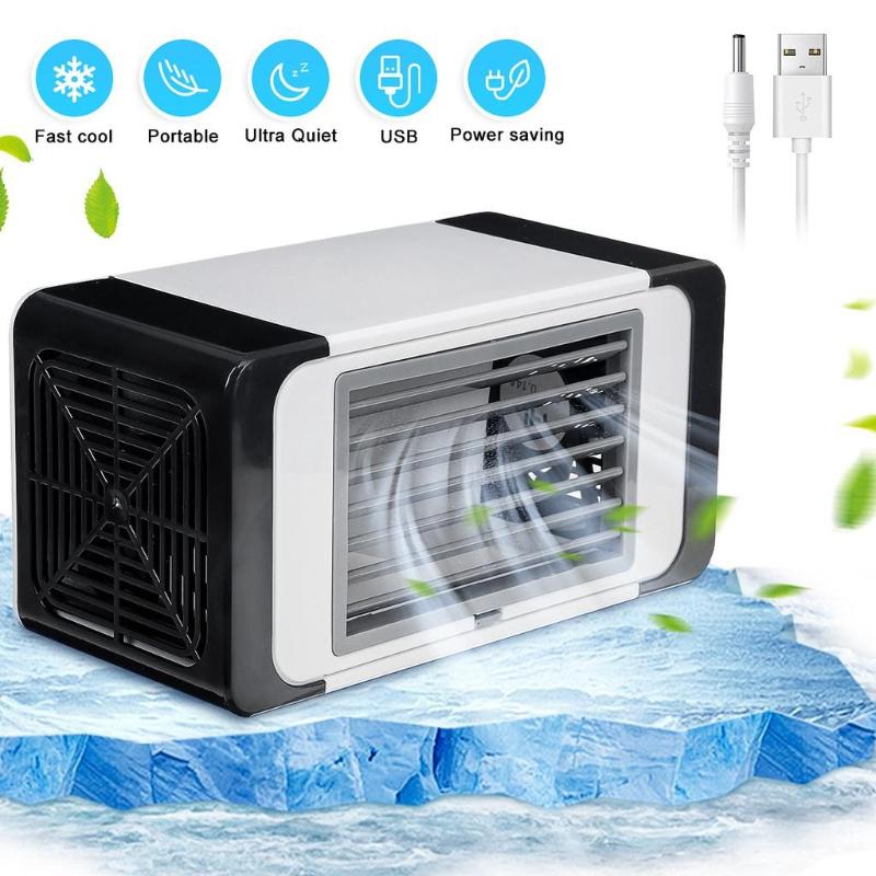 Aer Condiționat Mini Portabil Răcitor de Aer de Uz Casnic Multifuncțional USB Ventilator de Birou cu Aer Condiționat cu 2 Pachete de Cristal de Gheață