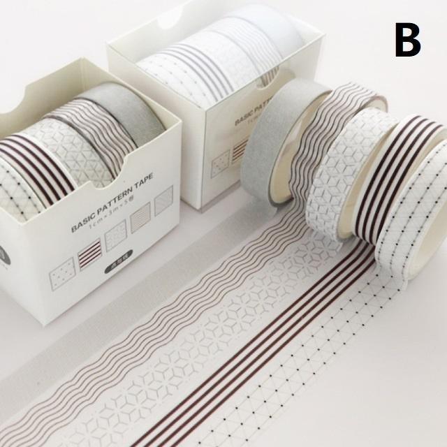 5Pcs / Pack Simple Colorful Basic Style Washi Tape Set DIY Scrapbooking Sticker Label Masking Tape School Office Supply