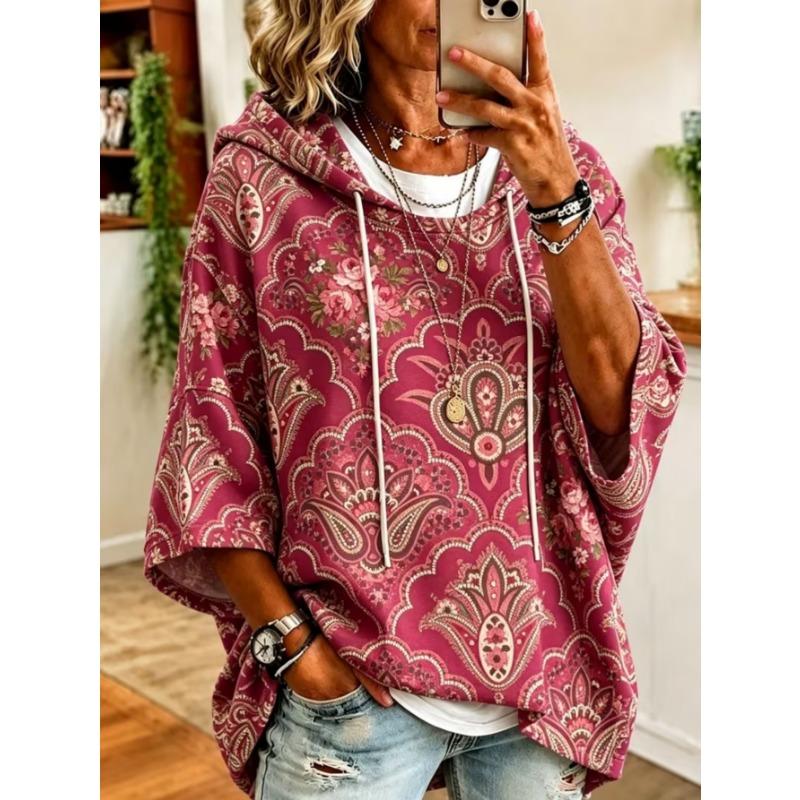 Damen Kapuzenpullover in Übergröße, Elegantes Bequemes Einfaches Muster Print, Modisch und Vielseitig
