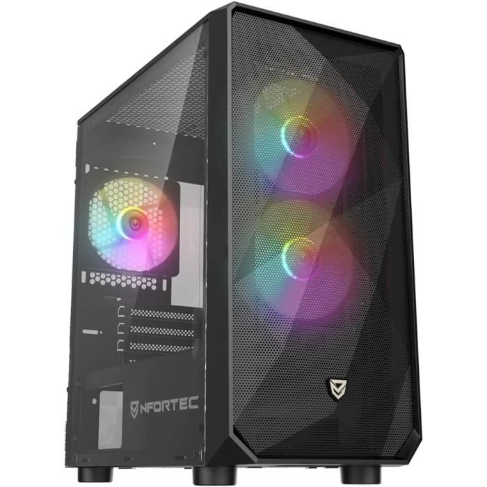 Boîtier PC Gaming - NFORTEC - DYS - Mini Tour MATX - 3 Ventilateurs ARGB 120mm - Noir