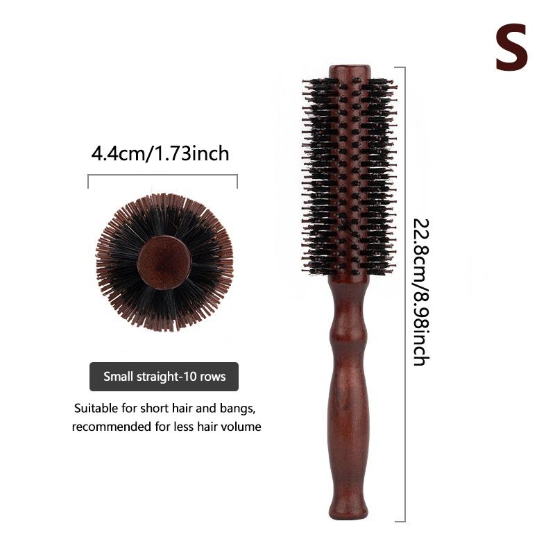 

6 стилей, круглая вращающаяся щетка с деревянной ручкой, прямая расческа для волос из саржи, щетина кабана, круглая щетка для завивки волос, парикмахерский инструмент S