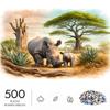 500pcs/Puzzle Game for Endurance And Logic Training - Exquisite Puzzle with Prairie Rhino, Deadwood, Dragon Fruit, Mid-Ground Rhino, Baobab Tree, And 