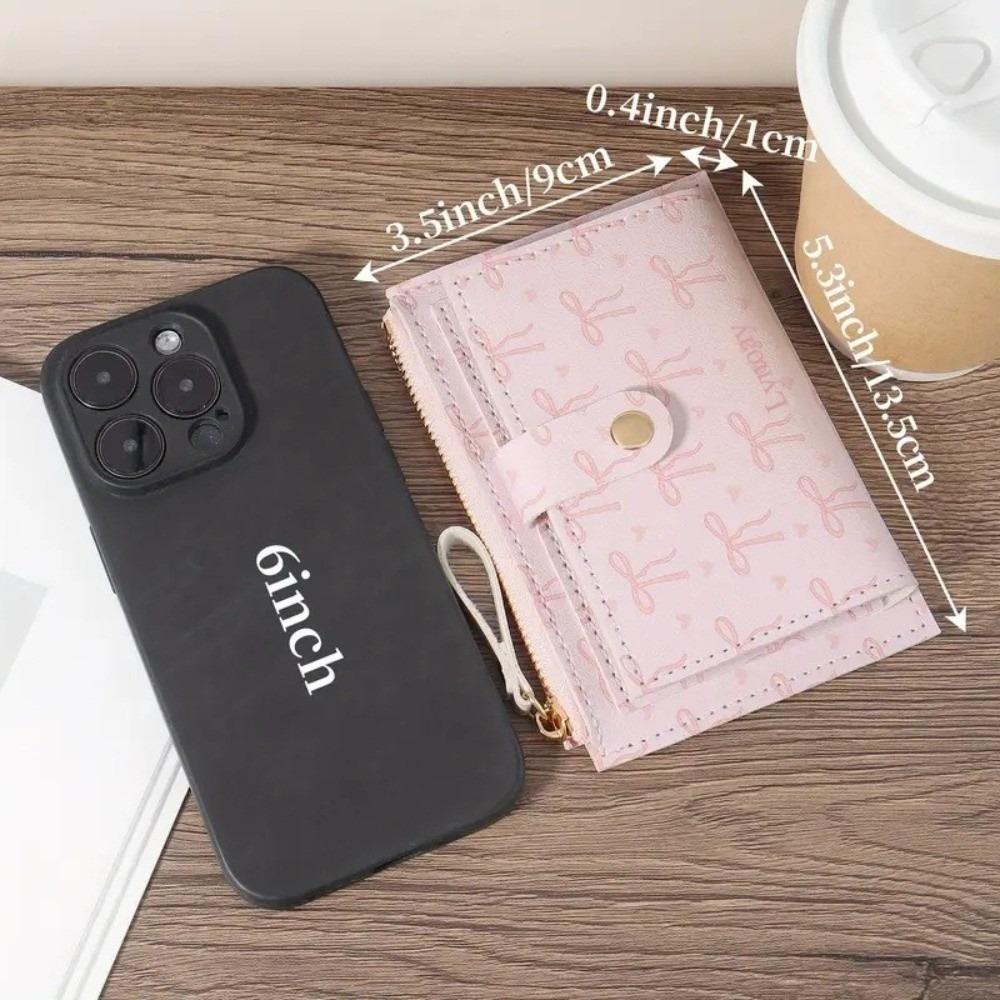New Ultra-thin Short Wallet Zipper Bowknot Card Clip Lightweight Coin Purse Women