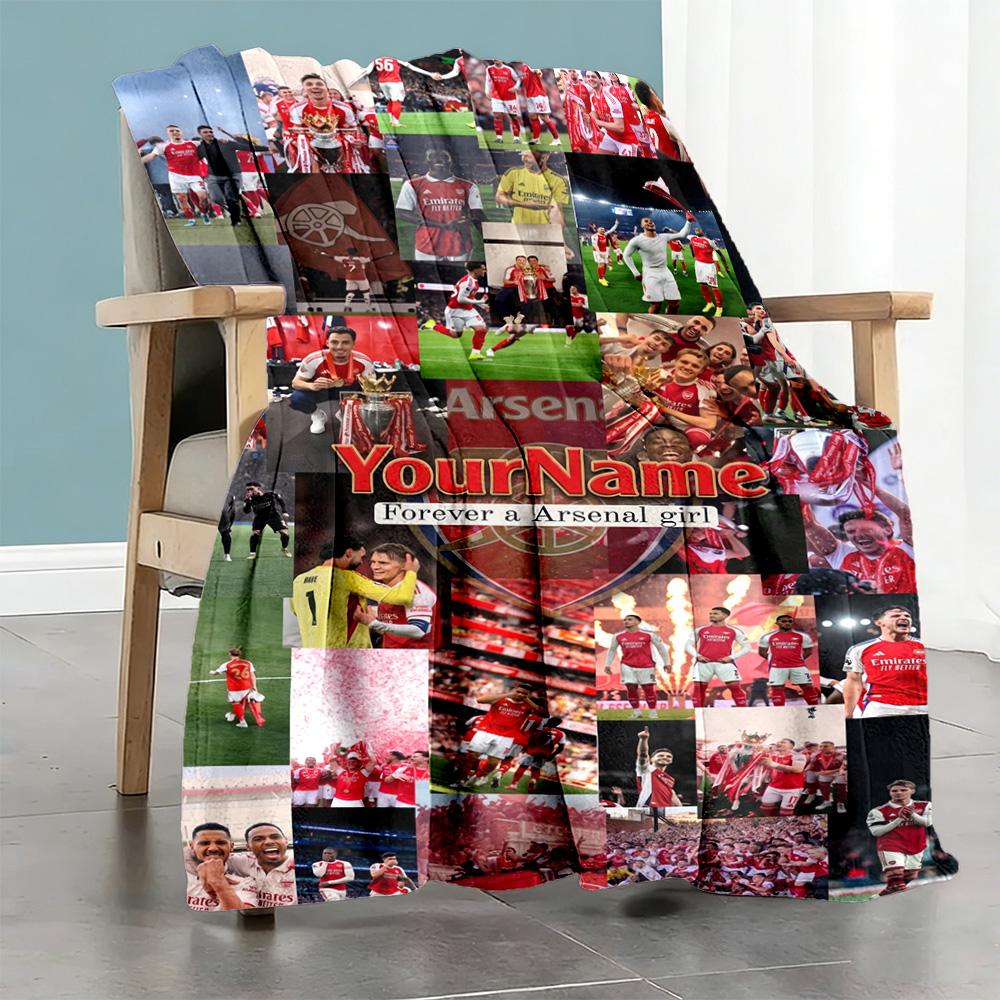 Arsenal Personalized Name Blanket Cozy Personalized Blanket Ultra-Soft Great for Office Couch Chair Sofa All-Season Use