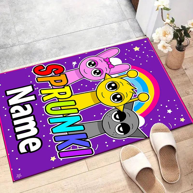 Custom SPRUNKI Mat Personalized Name, Polyester Washable Indoor Entryway Rug, Gift for Christmas, Easter, Thanksgiving Day