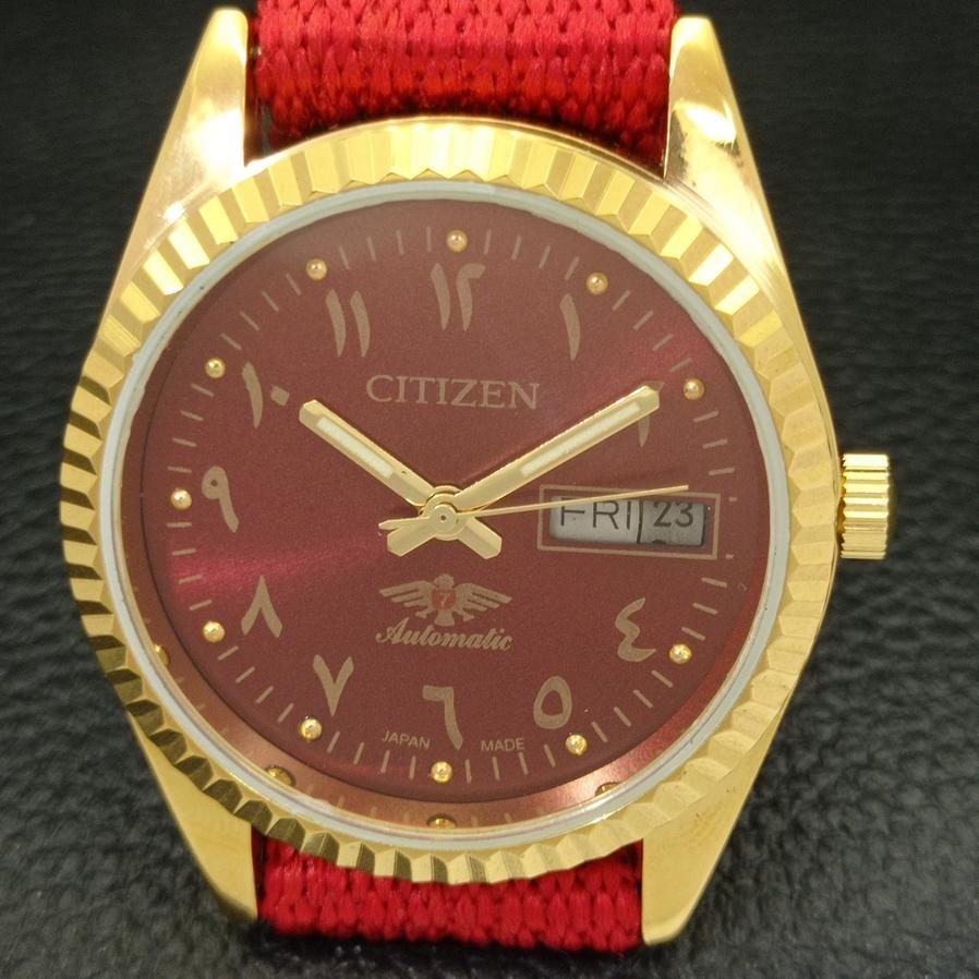 REFURBISHED AUTOMATIC CITIZEN 8200 JAPAN MENS ARABIC RED DIAL WATCH a427232-2 QRL-a427232