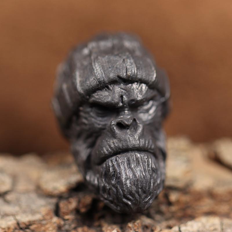 Woolen Hat Gorilla Head Sculpture Brass Knife Beads Animal Orangutan EDC DIY Woven Paracord Lanyard Charms Pendants Accessories Brown