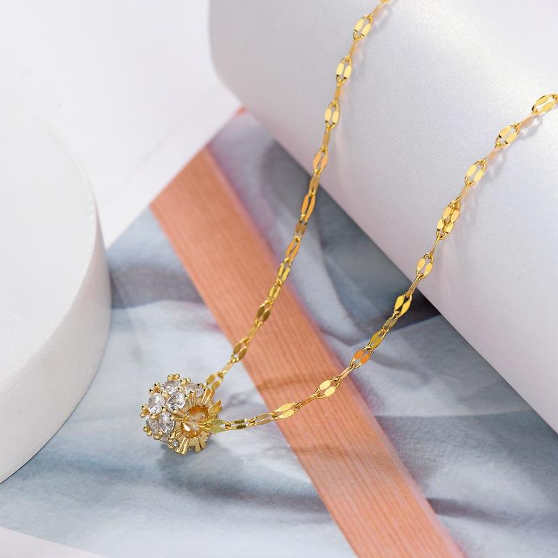 Golden Luxury Diamond Titanium Steel Necklace Women Fashion Slim Waist H Pendant Collarbone Chain