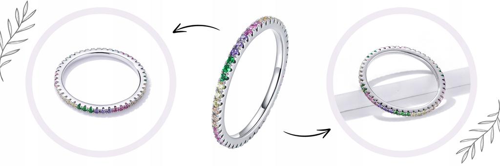 Ring With Colorful Cubic Zirconias S925 Crystals