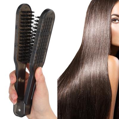 Brosse à cheveux professionnelle en nylon pour lisser les cheveux, double peigne en forme de V, pince, outils de coiffure