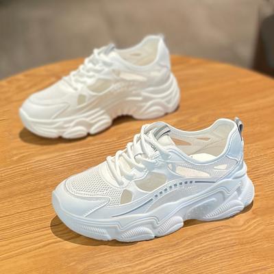 Trendy Sports Dad Shoes 2024 Novo Verão Oco Respirável Malha Casual Sola Grossa Sapatos Femininos Zapatos De Mujer Sneaker Luxo